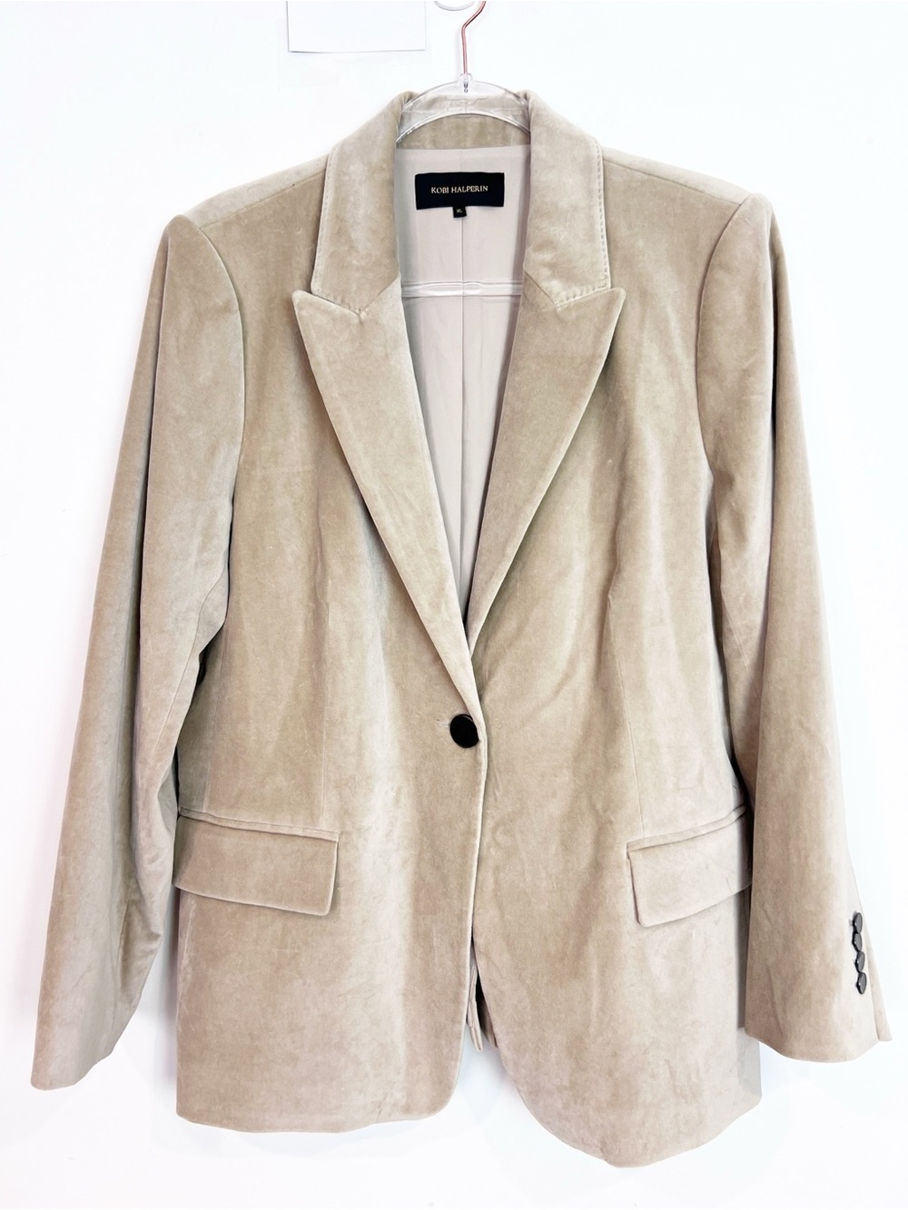 KOBI HALPERIN TAN VELVET BLAZER JACKET WOMENS SZ XL